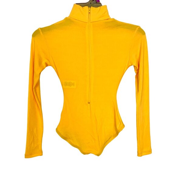 Capezio Child Turtleneck Long Sleeve Bodysuit Leotard Back Zip Cheer S Gold 41C - Picture 4 of 9